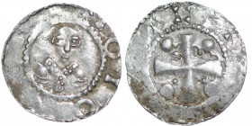 Germany. Mainz. Heinrich II 1002-1024. AR Denar (18mm, 1.78g). [__]OIO[__], bust facing / [__]C[__], cross with pellets in each angle. Dbg. 802 var.; ...