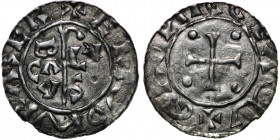 The Netherlands. Bishop of Utrecht. Bernold 1040-1054 AR Denar (16mm, 0.61g). Groningen mint. Crosier with BACV VLS on each side / Cross with pellets ...