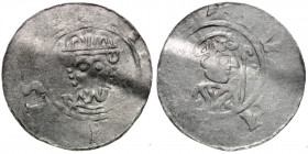 The Netherlands. Groningen (or imitatation?). Wilhelm and Heinrich III/IV 1054-1076. AR Denar (18mm, 0.87g). [HENRICV]S[RE+], crowned bust facing / +[...