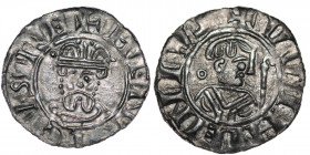 The Netherlands. Groningen. Wilhelm and Heinrich III/IV, 1054-1076. AR Denar (17mm, 0.62g). HENRICVSRE+, crowned bust facing / +VVIIHEINIVS, head righ...