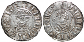 The Netherlands. Groningen. Wilhelm and Heinrich III/IV, 1054-1076. AR Denar (19mm, 0.60g). HENRICVSRE+, crowned bust facing / +VVIIHEINIVS, head righ...