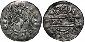 The Netherlands. Friesland. Bruno III 1038-1057. AR Denar (17mm, 0.60g). Dokkum mint. +HEINRICVSI, crowned head right, cross-tipped scepter before / V...