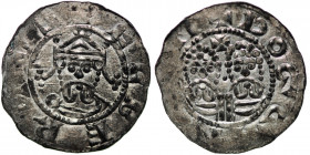 The Netherlands. Friesland. Ekbert II 1068-1077. AR Denar (18.5mm, 0.64g). Dokkum mint. +ECBERTVS, crowned bearded bust facing / +DOGGIN[GV]N, two adj...