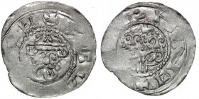 The Netherlands. Friesland. Ekbert II (or imitation?) 1068-1077. AR Denar (18mm, 0.88g). Emnighem mint (?). +[_]ES[___], crowned bearded bust facing /...