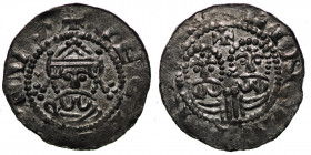 The Netherlands. Friesland. Ekbert II 1068-1077. AR Denar (18mm, 0.57g). Leeuwarden mint. +VEC[BER]TVS, crowned bearded bust facing / +LINVVAR[_], two...