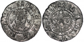 The Netherlands. Friesland. Ekbert II 1068-1077. AR Denar (18mm, 0.57g). Leeuwarden mint. +ECBERTVS, crowned bearded bust facing / +LINVVΛRT, two adja...