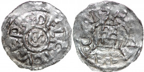 Switzerland. Diocese of Chur. Ulrich I von Lenzburg 1002-1026. AR Denar (20mm, 1.00g). Chur mint. DELRICVS EPS, monogram consisting of O and V / CVR [...