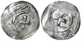 Uncertain. Ca 1000-50. AR Denar (18mm, 0.87g). Unknown mint. Pseudo legend, small cross / Pseudo legend, small cross. UMM (Uppsala Museum collection) ...