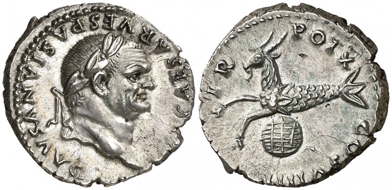 (79 d.C.). Vespasiano. Roma. Denario. (Spink 2310, mismo ejemplar) (S. 554) (RIC...