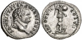 (79 d.C.). Tito. Roma. Denario. (Spink 2449) (S. 334) (RIC. 1076). 3,59 g. Muy bella. EBC+.