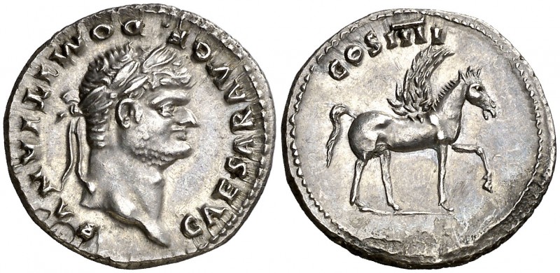 (76 d.C.). Domiciano. Roma. Denario. (Spink 2637) (S. 47) (RIC. 921 de Vespasian...