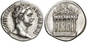 (95-96 d.C.). Domiciano. Roma. Denario. (Spink 2726) (S. 174a) (RIC. 815). 3,52 g. Buen ejemplar. Ex Tritón V 16/01/2002, nº 1947. Muy escasa. EBC-.