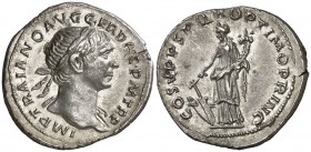 (107 d.C.). Trajano. Roma. Denario. (Spink 3125) (S. 87) (RIC. 122). 3,44 g. Bella. EBC.