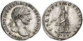 (112 d.C.). Trajano. Roma. Denario. (Spink falta) (S. 201) (RIC. 262). 3,11 g. Muy bella. EBC+.