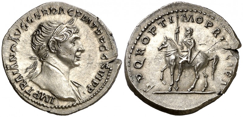 (113 d.C.). Trajano. Roma. Denario. (Spink 3166) (S. 497a) (RIC. 291). 3,18 g. M...