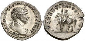 (113 d.C.). Trajano. Roma. Denario. (Spink 3166) (S. 497a) (RIC. 291). 3,18 g. Muy bella. EBC+.