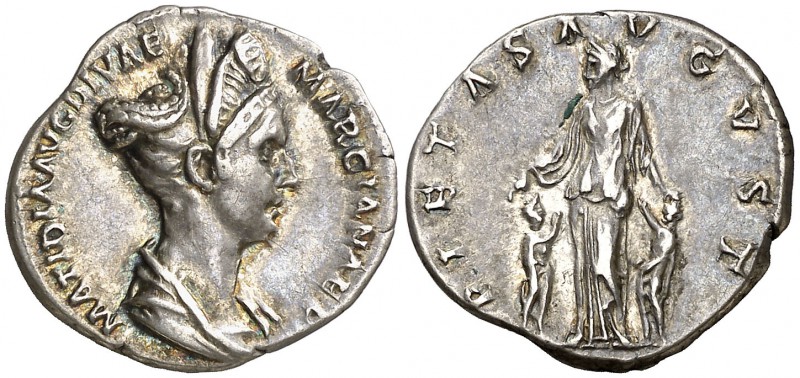 (112 d.C.). Matidia. Roma. Denario. (Spink 3378) (S. 10) (RIC. 759). 3,27 g. Muy...