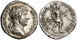 (138 d.C.). Adriano. Roma. Denario. (Spink 3538 var) (S. 1316b) (RIC. 266). 3,40 g. Bella. EBC.