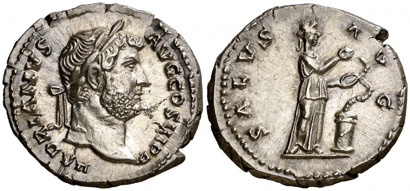 (137 d.C.). Adriano. Roma. Denario. (Spink 3540 var) (S. 1334) (RIC. 267). 3,33 ...