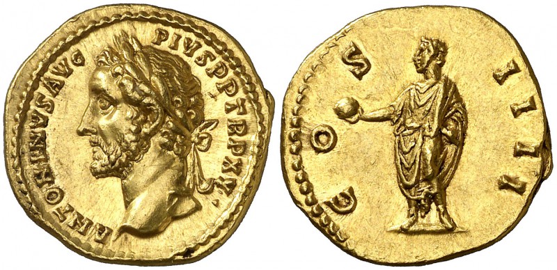 (151-152 d.C.). Antonino pío. Roma. Áureo. (Spink 4004, mismo ejemplar) (Co. 305...