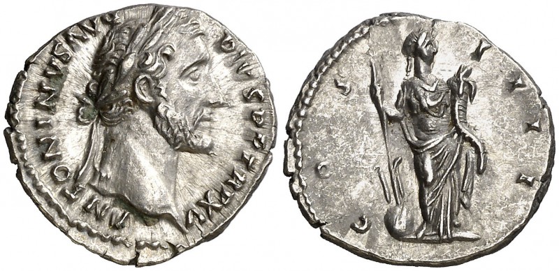 (151-152 d.C.). Antonino pío. Roma. Denario. (Spink 4073 var) (S. 267) (RIC. 205...
