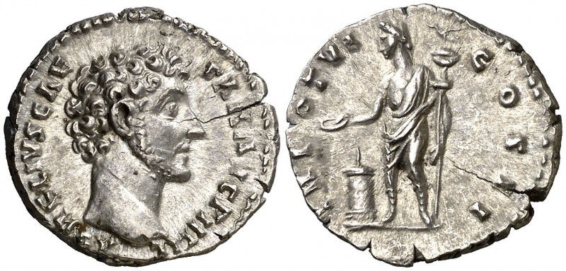 (151-152 d.C.). Marco Aurelio. Roma. Denario. (Spink. 4790) (S. 645) (RIC. 453a ...