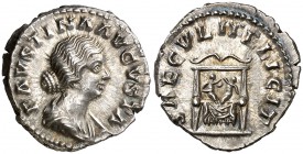 (161 d.C.). Faustina hija. Roma. Denario. (Spink. 5260 var) (S. 190) (RIC. 711). 3,44 g. Bella. EBC.