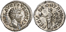(162 d.C.). Lucio Vero. Roma. Denario. (Spink. 5354 var) (S. 155) (RIC. 482). 3,21 g. Muy bella. EBC+.