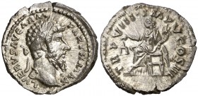 (168 d.C.). Lucio Vero. Roma. Denario. (Spink. 5362) (S. 318) (RIC. 595). 3,41 g. Muy bella. EBC+.
