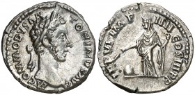 (181 d.C.). Cómodo. Roma. Denario. (Spink. 5709) (S. 804) (RIC. 19). 3,56 g. Bella. EBC/EBC-.