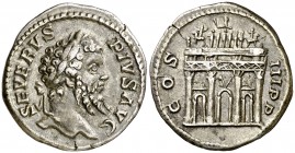 (206 d.C.). Septimio Severo. Roma. Denario. (Spink 6271) (S. 104) (RIC. 259). 3,40 g. Ex Colección Garrett, NFA/Bank Leu 17/05/1984, nº 832. Ex Colecc...