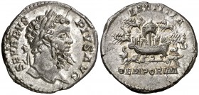 (206 d.C.). Septimio Severo. Roma. Denario. (Spink 6296) (S. 253) (RIC. 274). 3,12 g. Bella. Ex Sotheby´s (Zúrich) 28/10/1993, nº 1627. Ex Colección I...