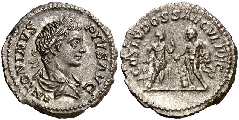 (204 d.C.). Caracalla. Roma. Denario. (Spink. 6796) (S. 50) (RIC. 74a). 3,35 g. ...