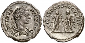 (204 d.C.). Caracalla. Roma. Denario. (Spink. 6796) (S. 50) (RIC. 74a). 3,35 g. Bella. Muy rara. EBC/EBC-.