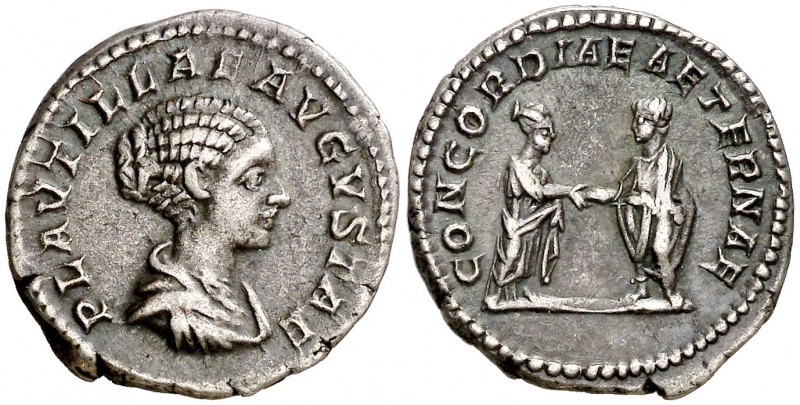 (202 d.C.) Plautilla. Roma. Denario. (Spink. 7069) (S. 10) (RIC. 361). 3,31 g. M...