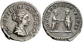 (202 d.C.) Plautilla. Roma. Denario. (Spink. 7069) (S. 10) (RIC. 361). 3,31 g. MBC+.