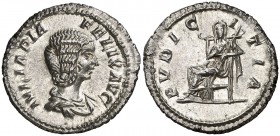 (211 d.C.). Julia Domna. Roma. Denario. (Spink. 7105) (S. 172a) (RIC. 385 de Caracalla). 3,33 g. Acuñada bajo Caracalla. Bella. EBC.