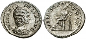 (216 d.C.) Julia Domna. Roma. Denario. (Spink. 7106) (S. 212) (RIC. 388c de Caracalla). 3,09 g. Acuñada bajo Caracalla. Bella. EBC.