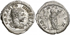 (219 d.C.). Eliogábalo. Roma. Denario. (Spink. 7512) (S. 38a) (RIC. 73). 3,32 g. Bella. EBC.