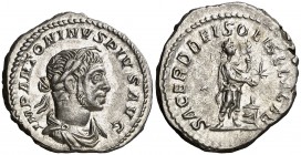 (221-222 d.C.). Eliogábalo. Roma. Denario. (Spink. 7542) (S. 246) (RIC. 131). 3,51 g. Atractiva. EBC-.