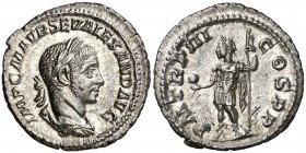 (224 d.C.). Alejandro Severo. Roma. Denario. (Spink. 7897) (S. 256) (RIC. 44). 3,04 g. Atractiva. EBC-.