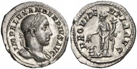 (232 d.C.). Alejandro Severo. Roma. Denario. (Spink. 7922) (S. 501b) (RIC. 250). 3,77 g. Bellísima. S/C-.