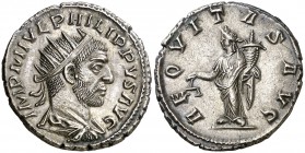 (247 d.C.). Filipo I. Antioquía. Antoniniano. (Spink 8917) (S. falta) (RIC. falta). 4,62 g. Muy bella.Ex CNG 04/12/1996, nº 1635. Ex Colección Imagine...