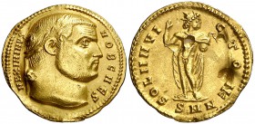 (305-307 d.C.). Maximino II. Nicomedia. Áureo. (Spink 14706) (Co. 165) (RIC. 36) (Calicó 5041). 5,24 g. Varias punzonadas en reverso. Ex Colección Ima...