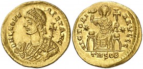 (462-466 d.C.). León I. Tesalónica. Sólido. (Spink 21409) (Ratto falta) (RIC. 625). 4,50 g. Atractiva. Ex Bank Leu 26/05/1988, nº 398. Ex CNG 04/12/19...