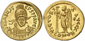 (475-476 d.C.). Basilisco. Constantinopla. Sólido. (Spink 21477) (Ratto 302) (RIC. 1003). 4,41 g. Muy bella. Ex Colección Imagines Imperatorvm 08/02/2...