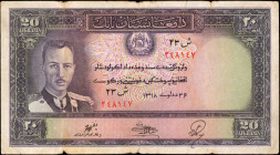 AFGHANISTAN. Da Afghanistan Bank. 20 Afghanis, 1939. P-24. Good.

An elusive 20 Afghanis note from the 1939 series. Typical issues as found with the...