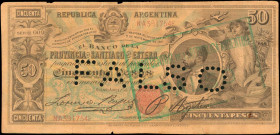 ARGENTINA. El Banco de la Provencia de Santiago del Estero. 50 Pesos, 1887. P-S1216x. Counterfeit. Very Fine.

Perforated "Falso."

Estimate: $25....