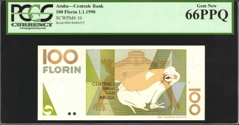 ARUBA. Centrale Bank Van Aruba. 100 Florin, 1990. P-10. PCGS Currency Gem New 66...