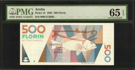 ARUBA. Centrale Bank Van Aruba. 500 Florin, 1993. P-15. PMG Gem Uncirculated 65 EPQ.

A flurry of colors stand out on this lovely Gem Aruba note.
...